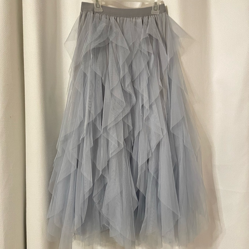 Elegant blue Layered Tulle Skirt